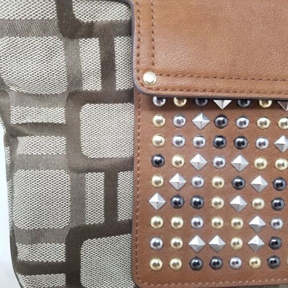 Brown With Metal Studded Nine West Shoulder Bag - Picture 10 of 11